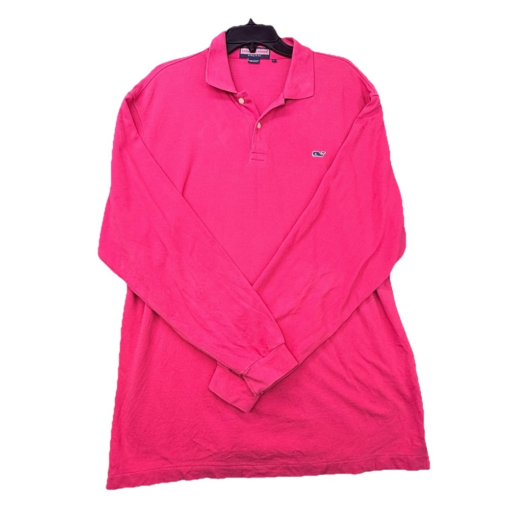 Vineyard Vines Polo Shirt‎ Mens Large Salmon Long Sleeve Cotton Tagless Logo